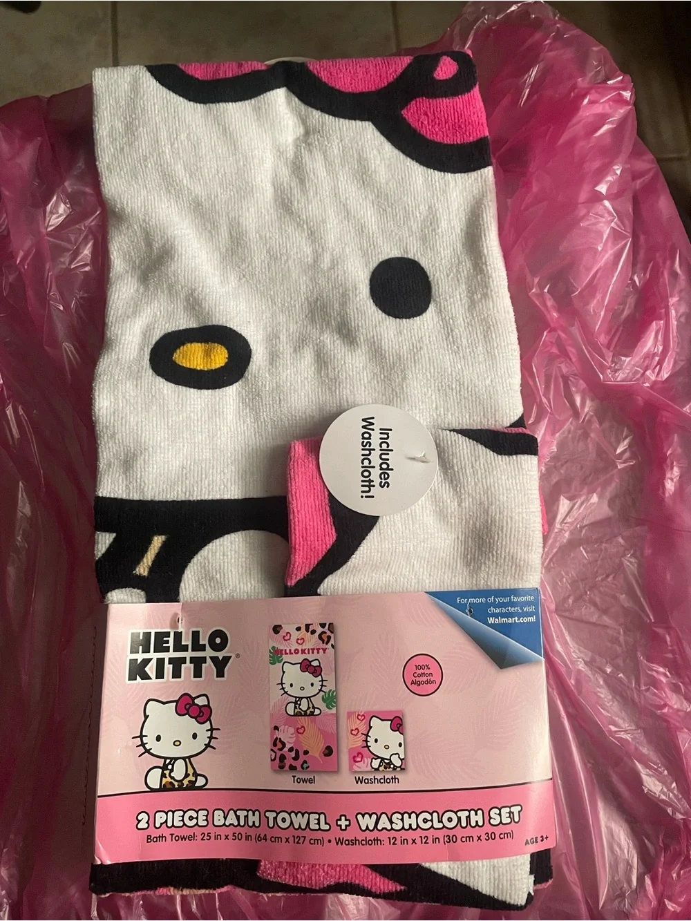 Hello Kitty Pink & White Plush Party Set with Cup and Washcloths